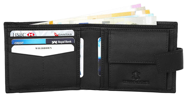 WildHorn Black Leather Wallet for Men - MALL