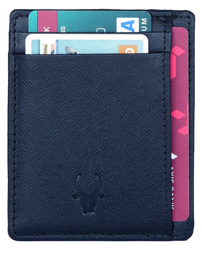 WildHorn Blue Leather Wallet & Blue Safiano Card Case Combo - MALL