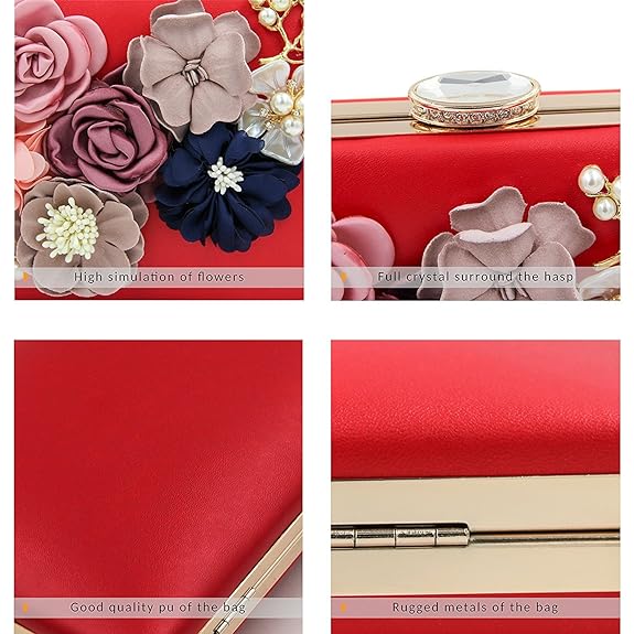 INOVERA (LABEL) Women Floral Evening Clutch Red - MALL