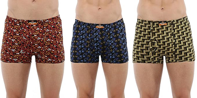 Dixcy Scott Men's Printed Trunk with 100% Combed Cotton (Pack of 3) - MALL