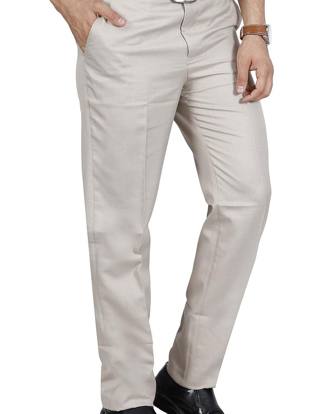 McHenry Men's Solid Formal Regular Fit Wrinkle Free PolyViscose Trousers - MALL