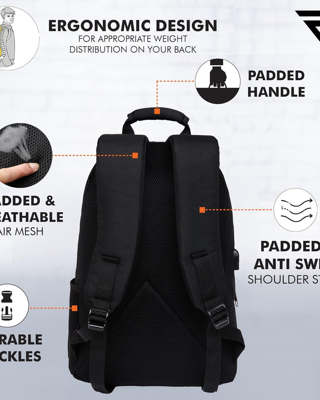 Anti Theft Number Lock Backpack Bag with 15.6 Inch Laptop Compartment, USB Charging Port & Organizer Pocket for Men Women Boys Girls