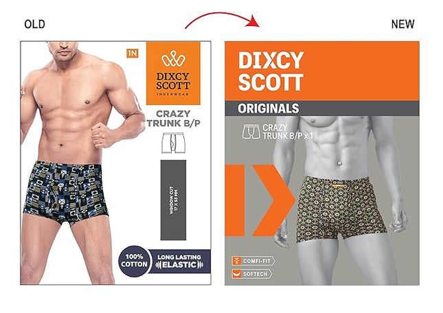 Dixcy Scott Men's Printed Trunk with 100% Combed Cotton (Pack of 3) - MALL