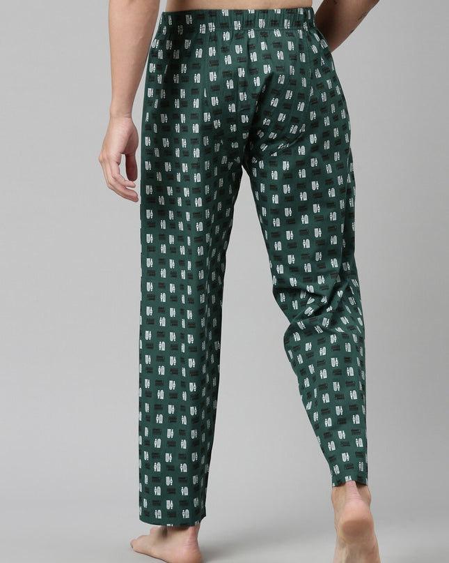 Pepe Jeans Men Green Printed Cotton Lounge Pants - MALL