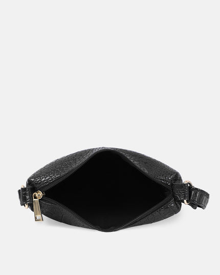 Bagsy Malone Women Black Textured PU Structured Sling Bag - MALL