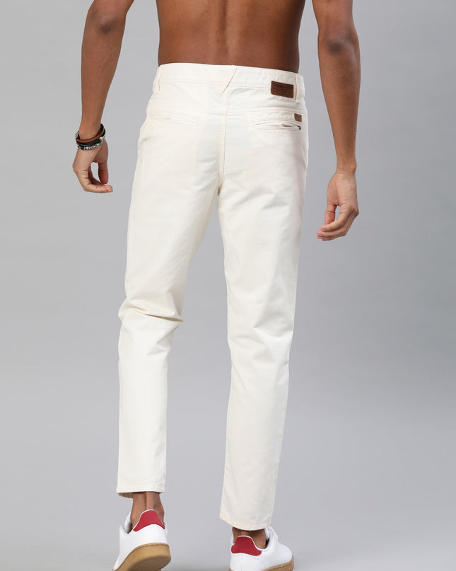 Roadster Men White Regular Fit Solid Sustainable Chinos - MALL