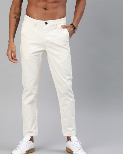 Roadster Men White Regular Fit Solid Sustainable Chinos - MALL