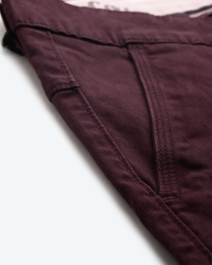 Roadster Men Burgundy Solid Cargos - MALL