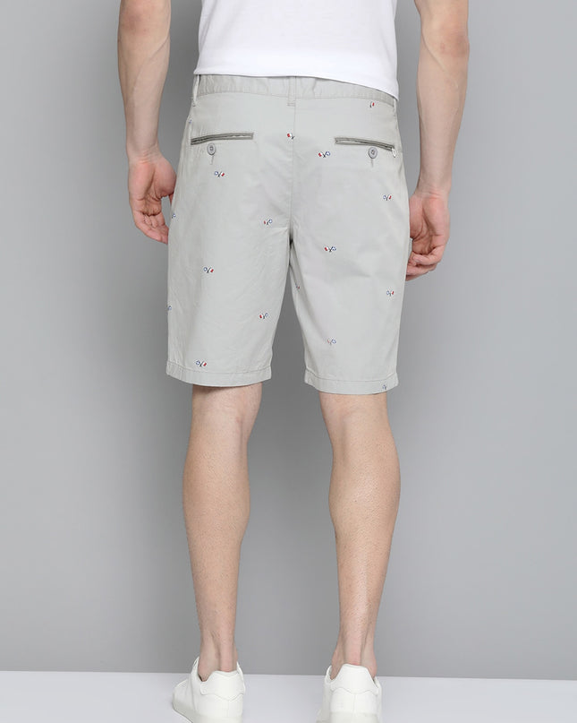 Mast & Harbour Men Grey Flag Print Pure Cotton Regular Fit Chino Shorts - MALL