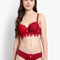 BRACHY Women Maroon Solid Lace Lingerie Set - MALL