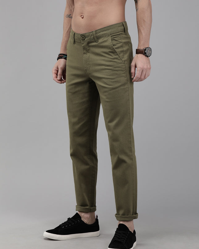 Roadster Men Olive Green Trousers - MALL