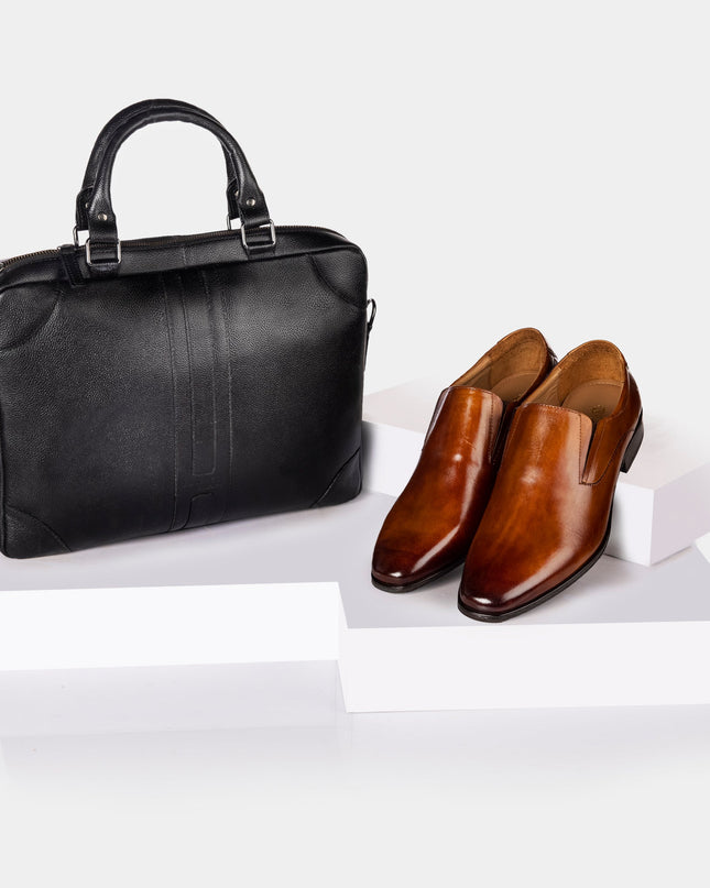 Siena (Cognac) & Arno Messenger Bag (Piano Black) - MALL