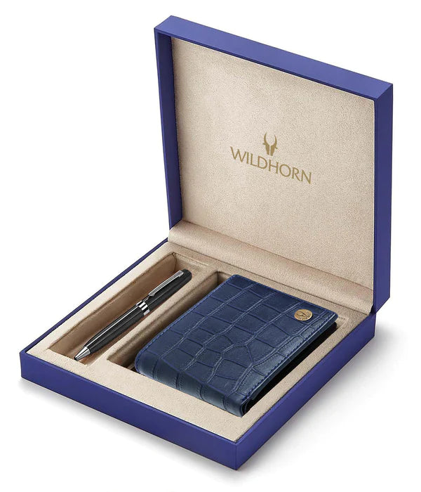 WILDHORN® RFID Protected Genuine High Quality Classic Leather Wallet & Pen Combo for Men - MALL