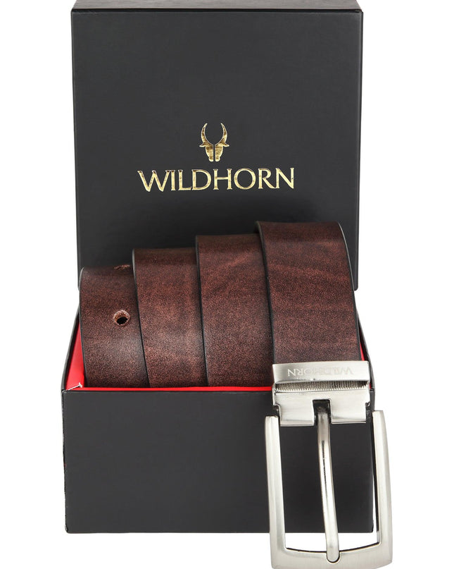 WILDHORN Formal Leather Belt for Men I Free Size I Waist Fit up to 46 inches