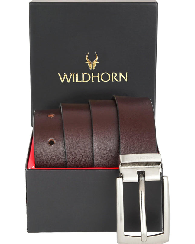 WILDHORN Formal Leather Belt for Men I Free Size I Waist Fit up to 46 inches