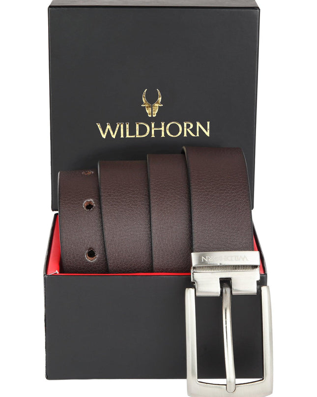 WILDHORN Formal Leather Belt for Men I Free Size I Waist Fit up to 46 inches