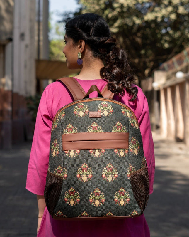 Royal Green Mogra Print Classic Backpack