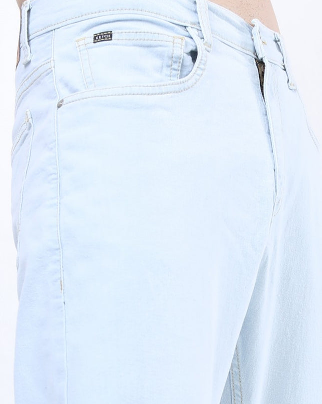 Ketch Men Light Blue Bootcut Stretchable Jeans - MALL