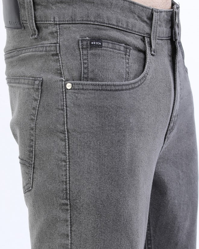 Ketch Men Grey Tapered Fit Stretchable Jeans - MALL