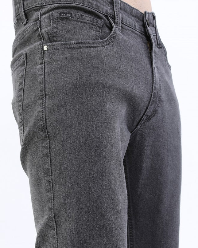 Ketch Men Grey Straight Fit Stretchable Jeans - MALL