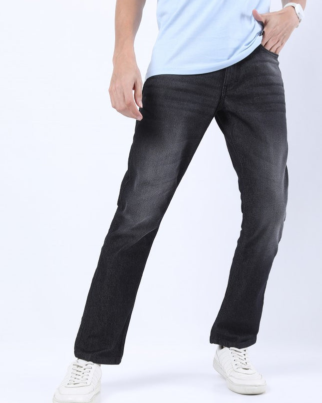 Ketch Men Charcoal Straight Fit Stretchable Jeans - MALL