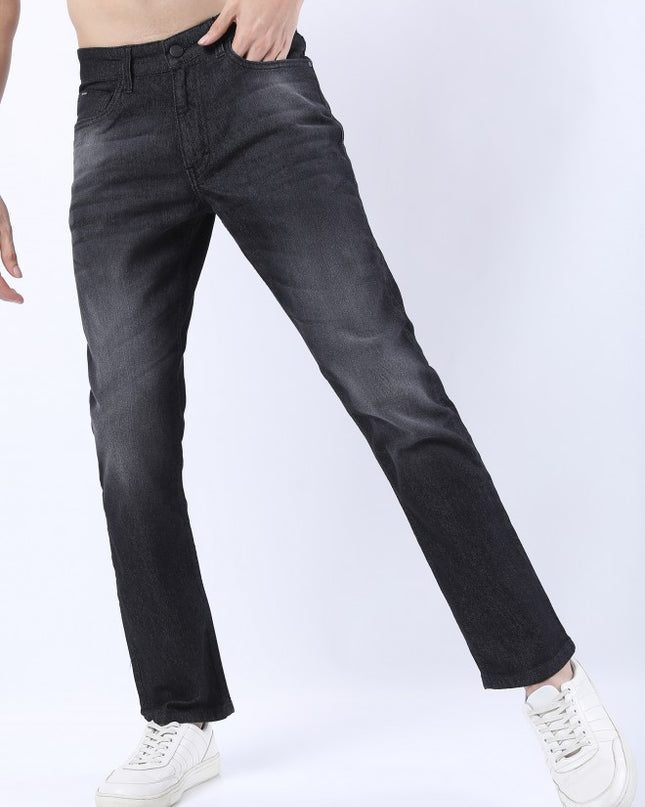 Ketch Men Charcoal Straight Fit Stretchable Jeans - MALL