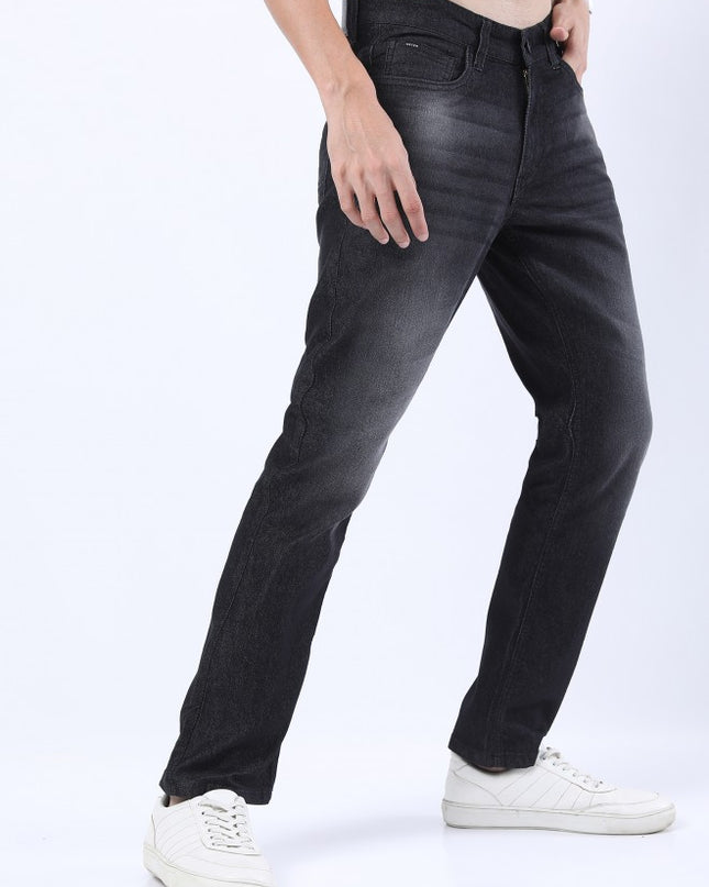 Ketch Men Charcoal Straight Fit Stretchable Jeans - MALL