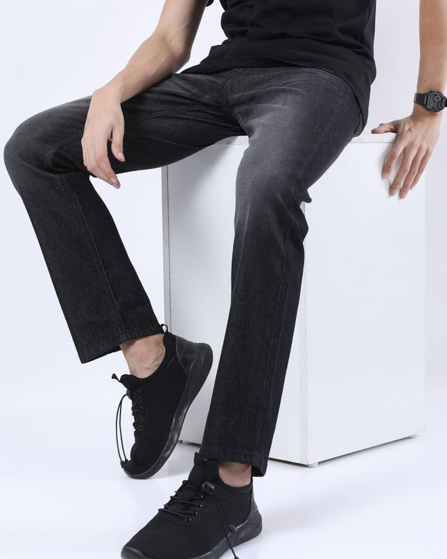 Ketch Men Charcoal Straight Fit Stretchable Jeans - MALL