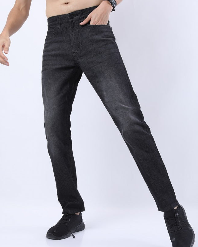 Ketch Men Charcoal Straight Fit Stretchable Jeans - MALL