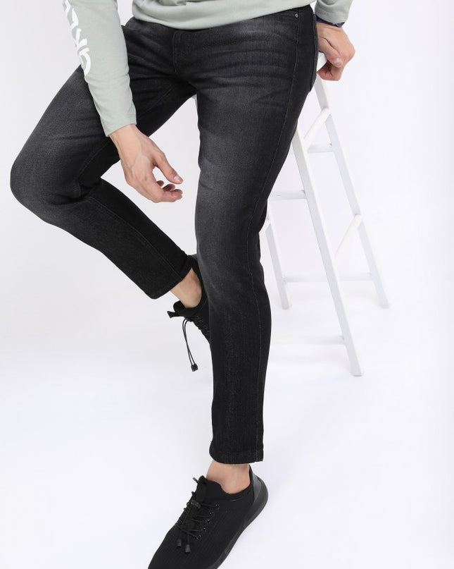 Ketch Men Charcoal Tapered Fit Stretchable Jeans - MALL