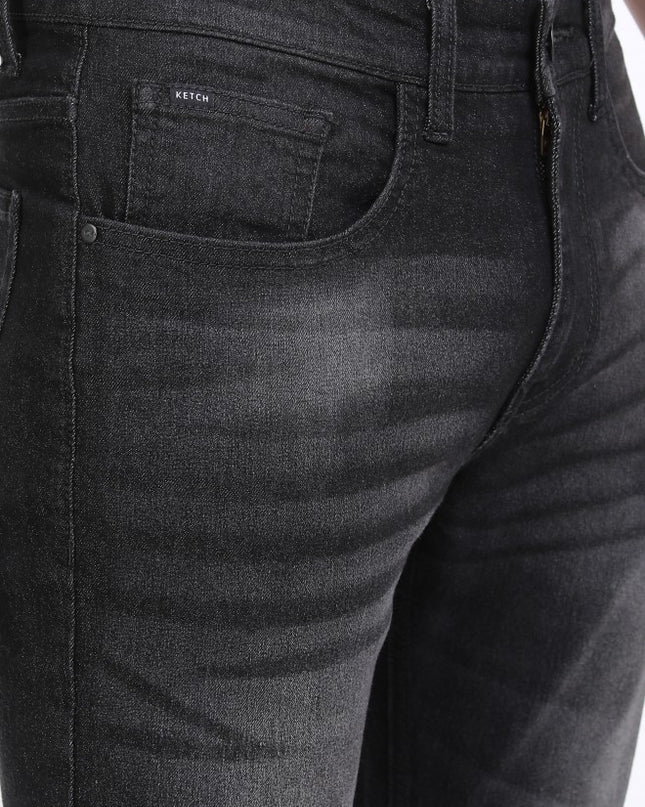 Ketch Men Charcoal Tapered Fit Stretchable Jeans - MALL