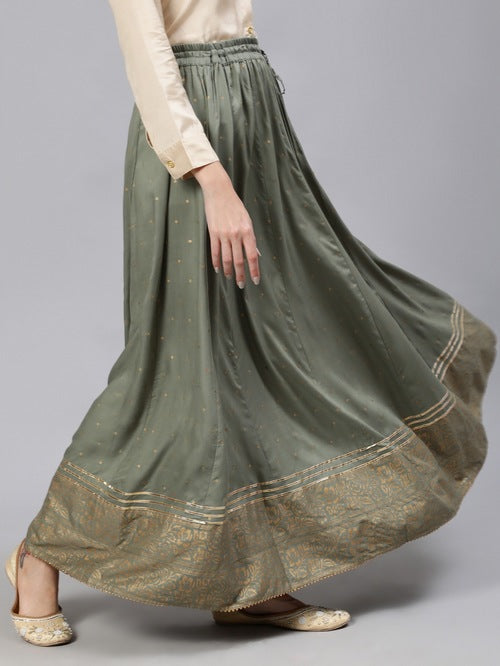 Jaipur Kurti Olive Green Printed Skirt - MALL