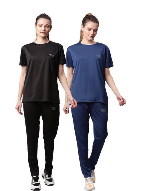 Vimal Jonney Multicolored Regular Fit T-Shirt With Trackpants (Pack Of 2) - MALL