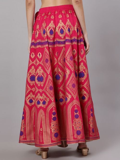 Jaipur Kurti Pink Printed Skirt - MALL