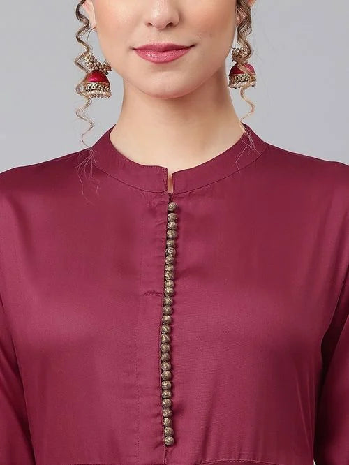 Khushal K Maroon Kurta Palazzo Set With Dupatta - MALL