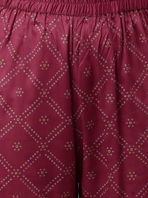 Khushal K Maroon Kurta Palazzo Set With Dupatta - MALL