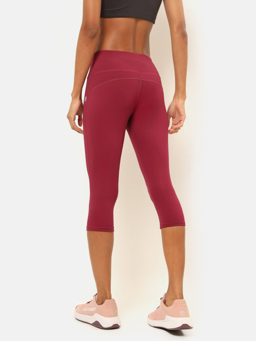 Cultsportone Maroon Mid Rise Tights - MALL