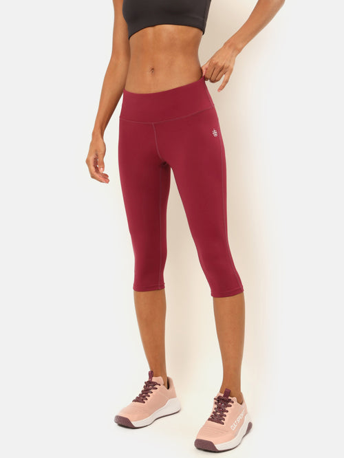 Cultsportone Maroon Mid Rise Tights - MALL