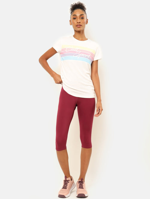 Cultsportone Maroon Mid Rise Tights - MALL