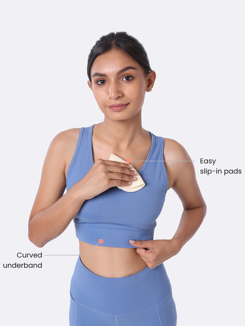 BlissClub Bloom Blue The Ultimate Comfort Sports Bra - MALL