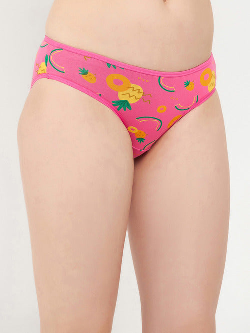 Clovia Pink Bikini Printed Hipster Panty - MALL