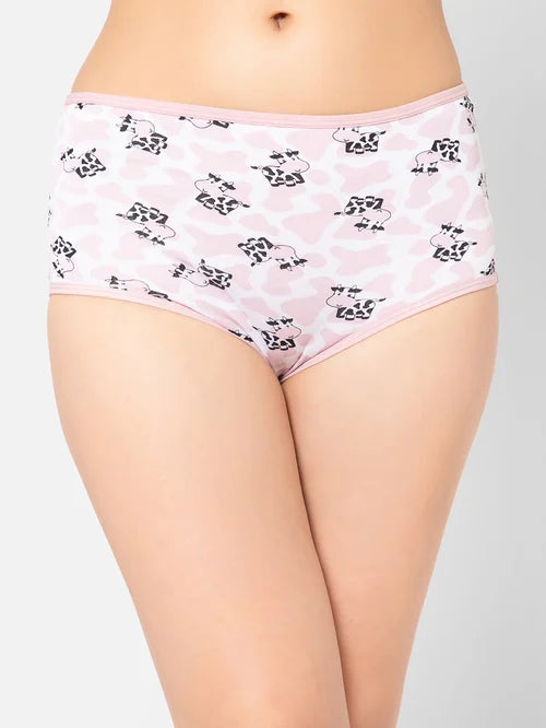 Clovia Pink & White Printed Hipster Panty - MALL