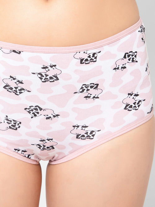 Clovia Pink & White Printed Hipster Panty - MALL