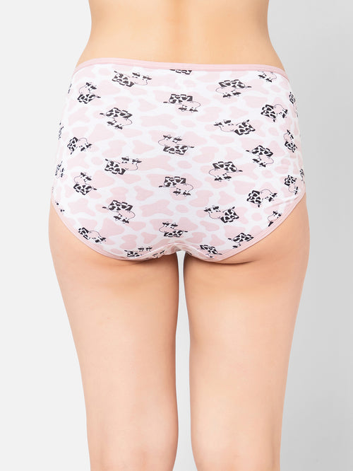 Clovia Pink & White Printed Hipster Panty - MALL