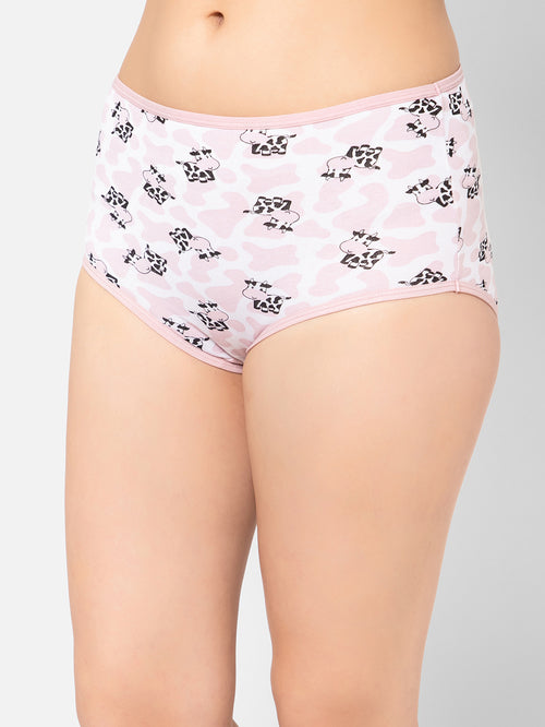 Clovia Pink & White Printed Hipster Panty - MALL