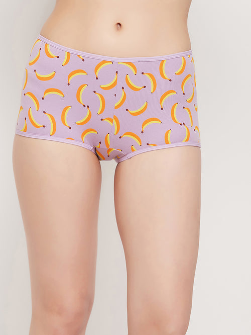 Clovia Purple Printed Shorts - MALL