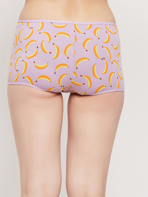 Clovia Purple Printed Shorts - MALL