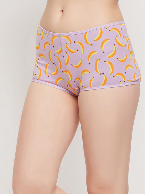 Clovia Purple Printed Shorts - MALL