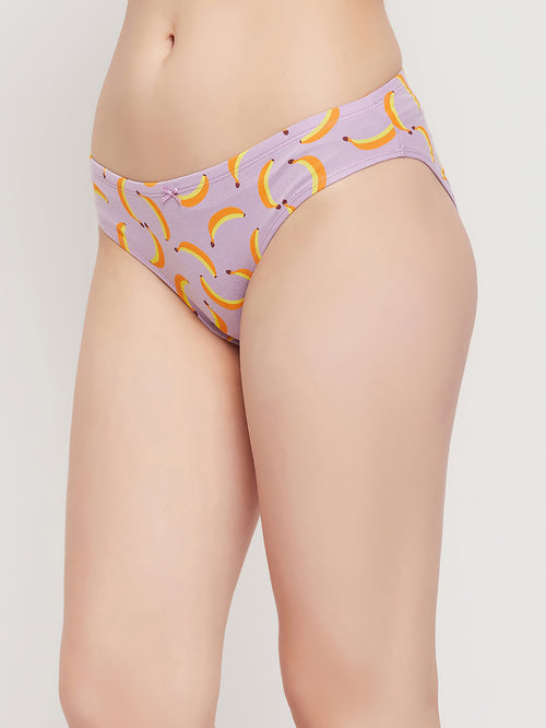 Clovia Purple Graphic Thong - MALL