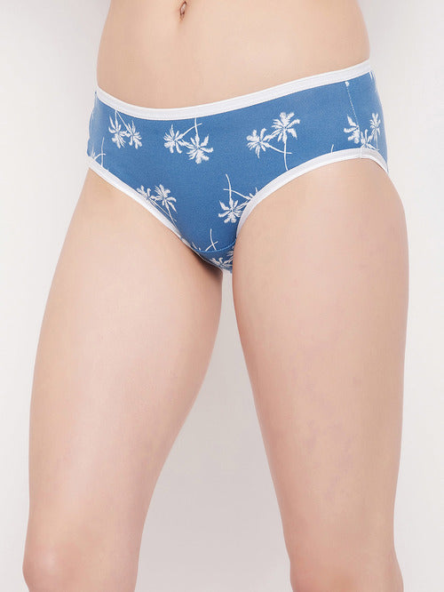 Clovia Blue Bikini Printed Hipster Panty - MALL